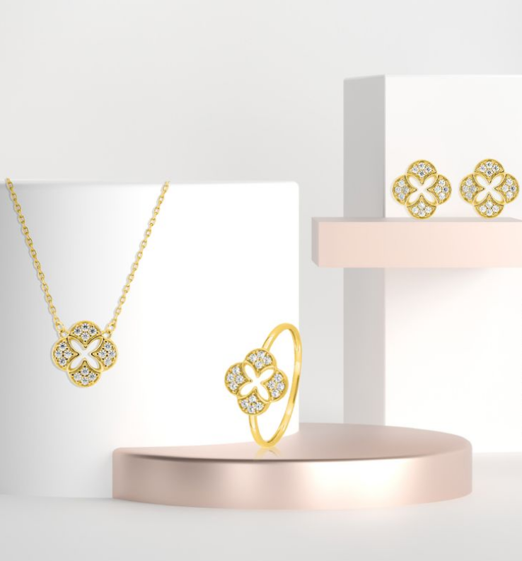 Bijou en or 375 avec oxyde de zirconium